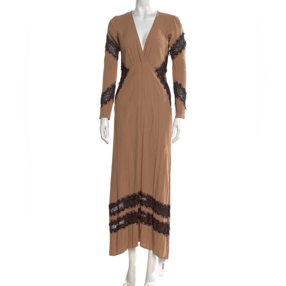 For Love And Lemons Tan and Black Long Sleeve Dress